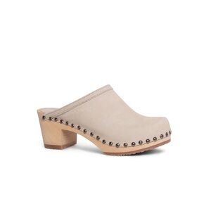 Sandgrens Rome Heeled Mule Clogs Shoes Studded Neutral Sand Women's Size 37